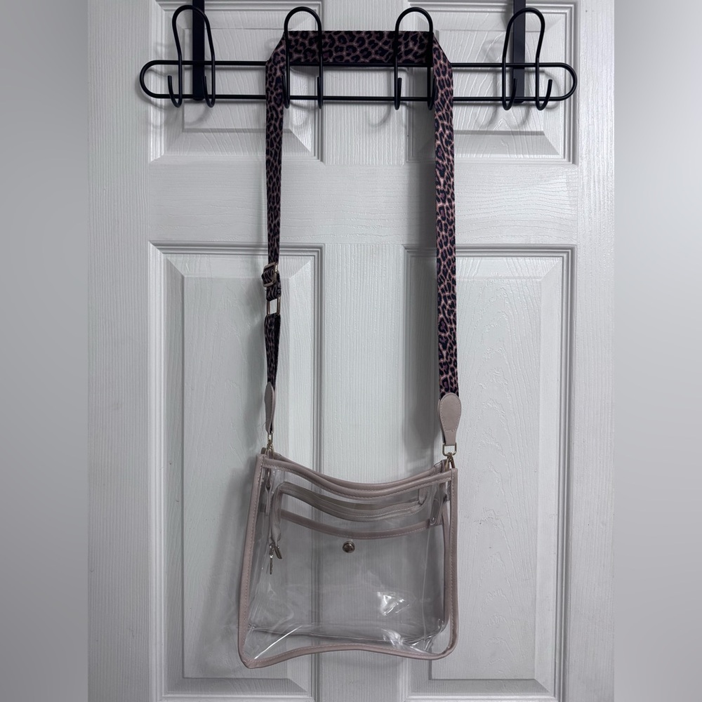 PVC Clear Purse/Bag with Leopard Guitar Strap
